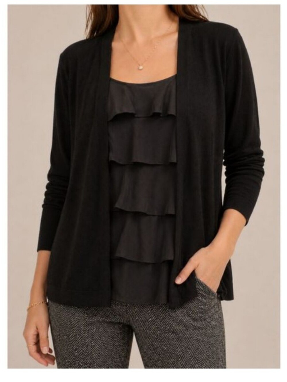 August Silk Elegant Black Top